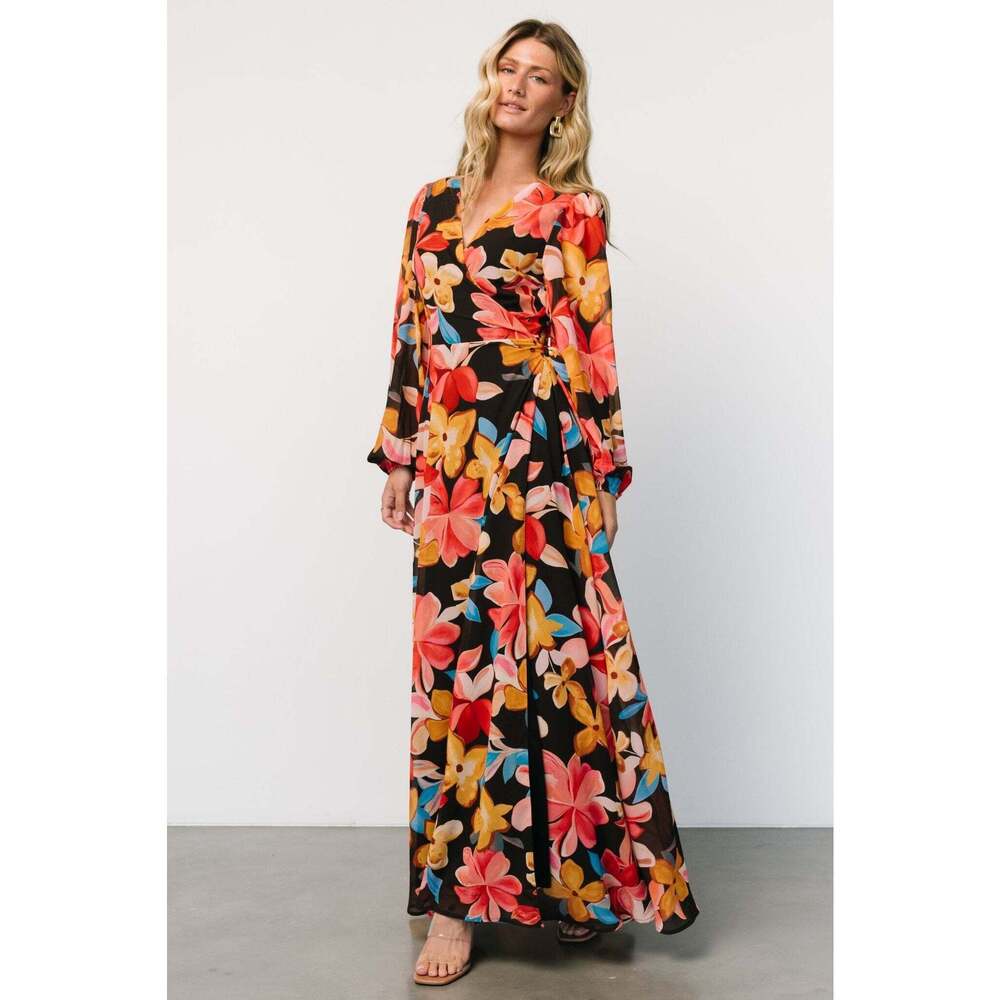 Baltic Born Katinka Wrap Maxi Dress | Tropical Night Floral Size LL